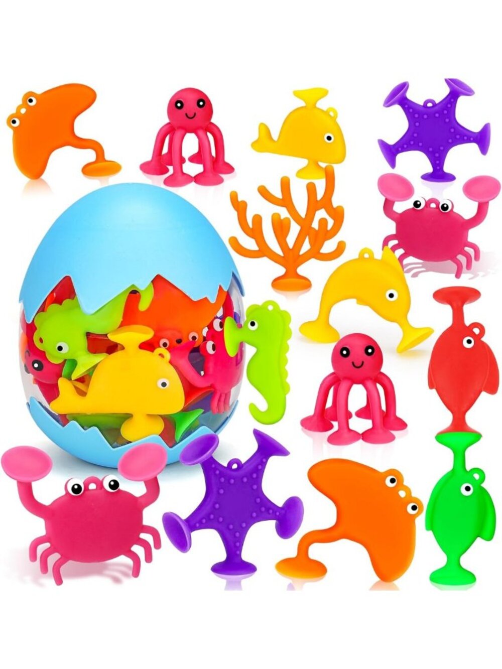 Suction Cup Ocean Animal Bath Toys for Toddlers, Mold-Free Fun for Ages 3-5